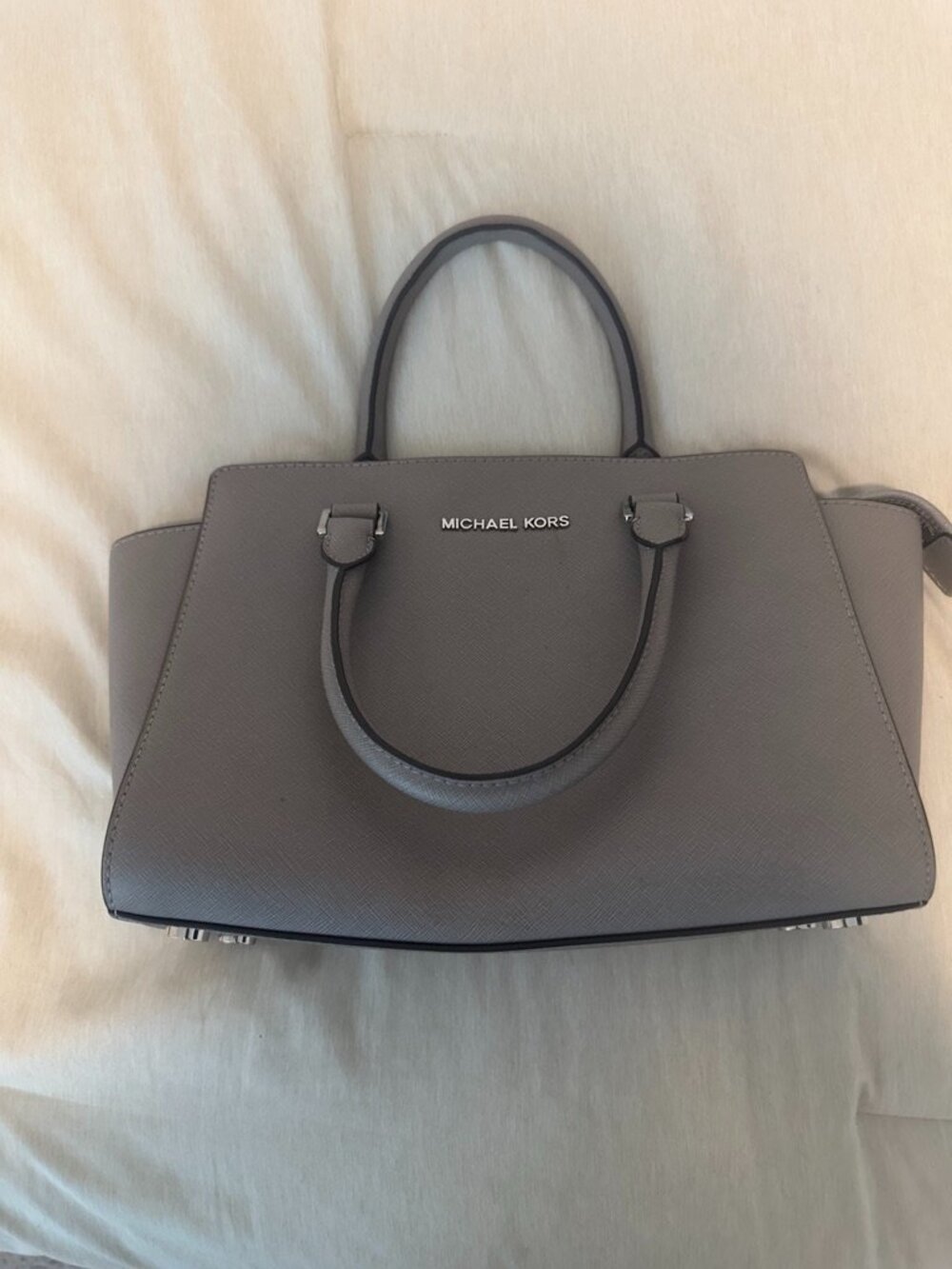 Michael Kors Selma Medium Saffiano Leather Satchel Gray